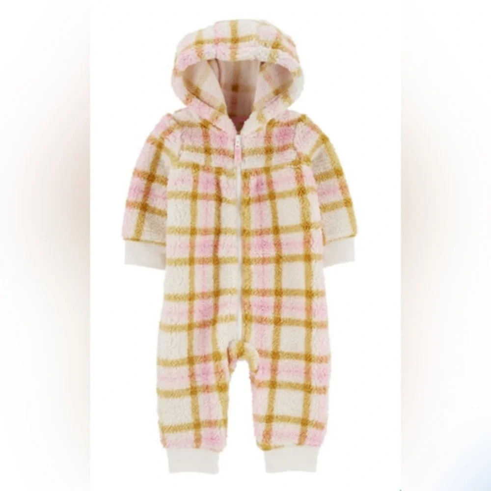 Brand New Baby/Toddler Plaid Sherpa Jumpsuit, Size 18 Months, NWT